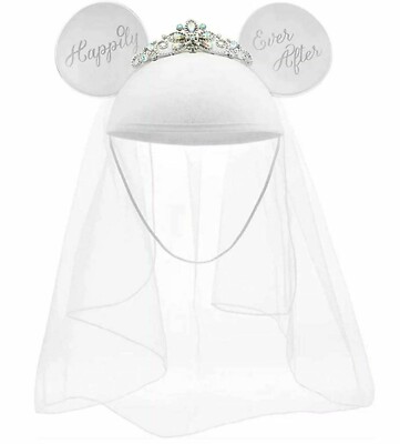 Disney Parks Minnie Mouse Happily Ever After Wedding Bride Ears Hat New-image