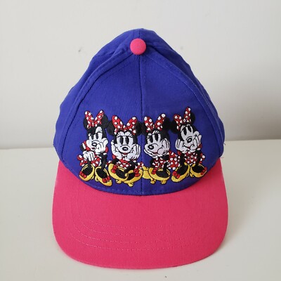 Walt Disney World Minnie Mouse Hat Cap Strap Back Kids 3-7 Logo Pink Purple Girl-image