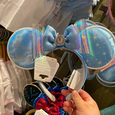 Disney Parks Cinderella Mickey Mouse Blue Ears Headband Disneyland 2024-image