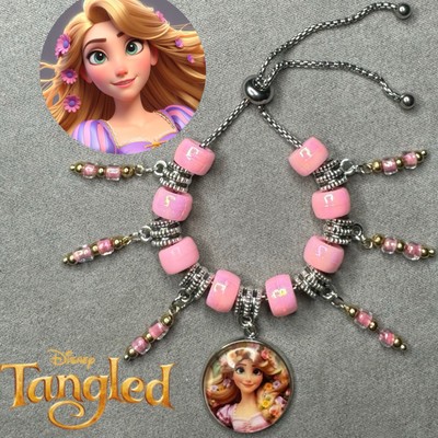 RAPUNZEL Tangled Handmade Silver Slider Cabochon Charm Bracelet/Jewelry ✨ NEW-image
