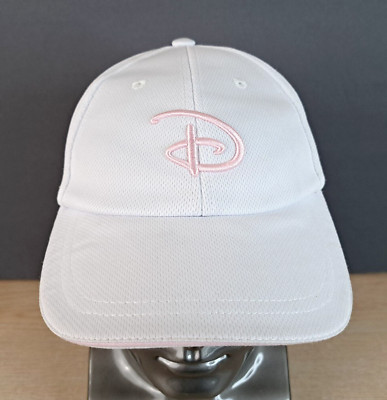 DISNEY PARKS BIG D LOGO ADJUSTABLE STRAPBACK HAT/CAP, WHITE/PINK, AMUSEMENT-image