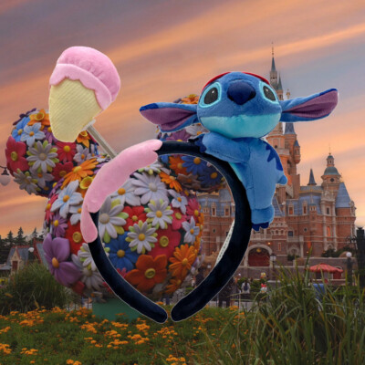 Disney-Parks Headband Stitch Plush Blue Cartoon Minnie Mouse Ears Headwear-image