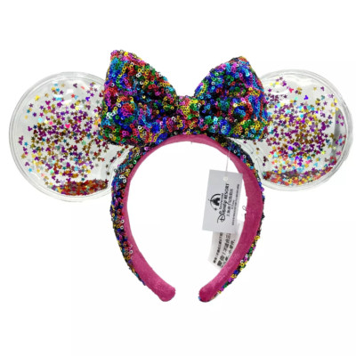 Disney Parks Ears Rainbow Edition Minnie Ears Confetti Star Sparkle Headband-image