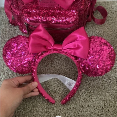 Orchid Hot Pink Magenta Disney Parks Minnie Mouse Ears Headband Sequin 2023-image