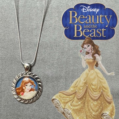 BELLE Beauty & The Beast 925 Silver Necklace +Handmade Cabochon Pendant Gift✨NEW-image