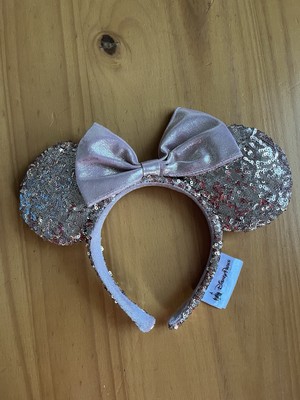 Disney Parks Ears ROSE GOLD Minnie Mouse Sequin Bow & Ears Headband - Used-image