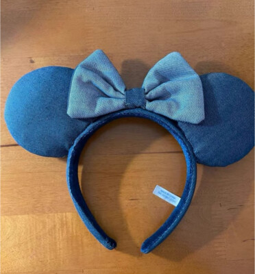 Disney Parks Resort Mickey Minnie Mouse Stripe Denim Ears Blue Headband 2022-image