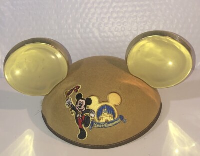 Walt Disney World Mickey Mouse Ear Hat Happiest Celebration On Earth Gold  Adult-image