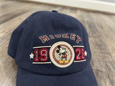 Walt Disney World Mickey Mouse 1928 Patch Hat Cap Adult Blue Spell Out Logo-image