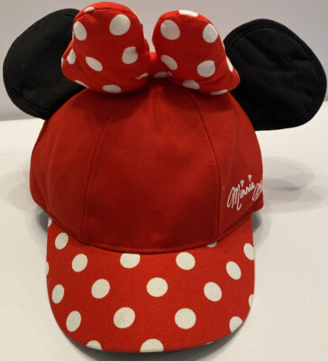 Minnie Mouse Youth Baseball Cap Hat Felt Ears Polka Dots Bow Walt Disney World-image