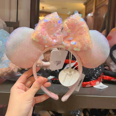 Disney Parks Little Mermaid Ariel PINK Iridescent Minnie Mouse Ears Headband NWT-image