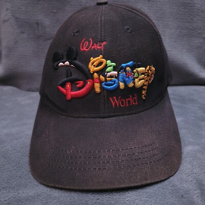Walt Disney World Hat Characters Faded Black Adult Snapback Baseball Cap Mickey -image