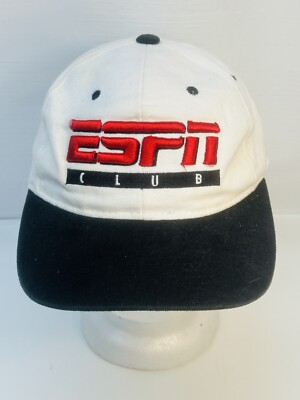 Vtg ESPN Club Baseball Hat White & Black Walt Disney World Cap Adjustable Adult-image