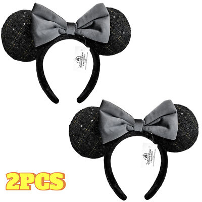 Disney~Parks with Magical Bow &Sequins Ears Loungefly Minnie Mouse Headband 2pcs-image