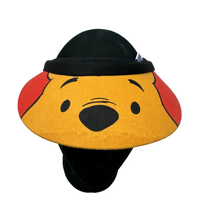 Vintage NWT Winnie The Pooh Golf Visor Graphic Hat Walt Disney World OSFA Cotton-image