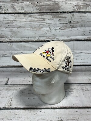 VTG Mickey Mouse Character Years Walt Disney World Faded Beige Strapback Hat Cap-image