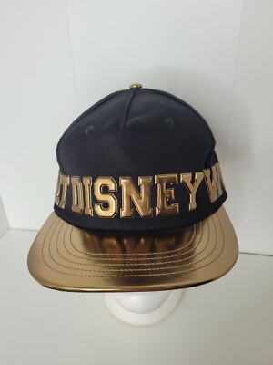 Disney Walt Disney World Black & Gold Foil Brim Snapback Cap Hat Hip Hop Bling-image
