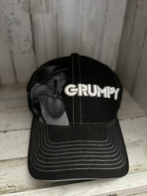 Walt Disney World 🔥 GRUMPY Hat / Cap 3D EMBROIDERED Adult Gray Strap Back-image
