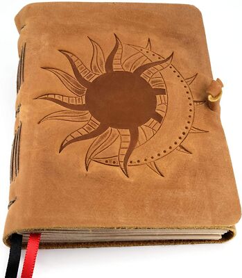 Leather Journal with Lined Paper - Top Grain Leather Bound Journal - Sun & Mo...-image