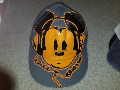 Disney Parks Mickey Mouse DJ Headsets Hat Cap Embroidered Black Orange One Size-image