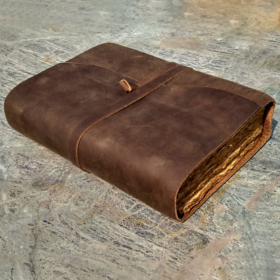 Leather Bound Journal - Handcrafted with Antique Handmade Deckle Edge Paper-image