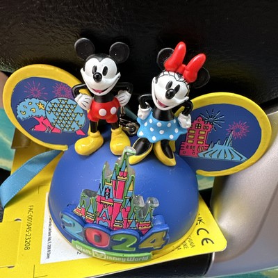 Walt Disney World Mickey  & Minnie Mouse Ear Hat Ornament Light Up NWT-image