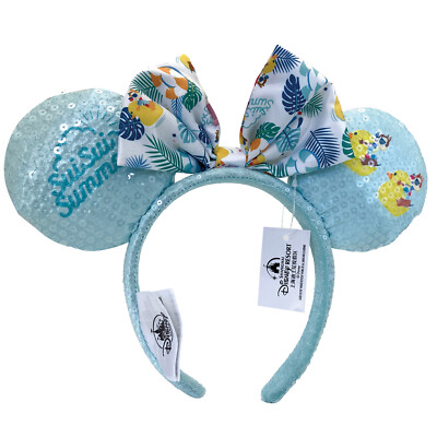 DisneyParks Minnie Ears Headband SuiSui Summer Chip & Dale Light blue New 2022-image
