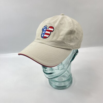 Walt Disney World American Flag Mickey Mouse Khaki Brown Souvenir Hat Cap-image