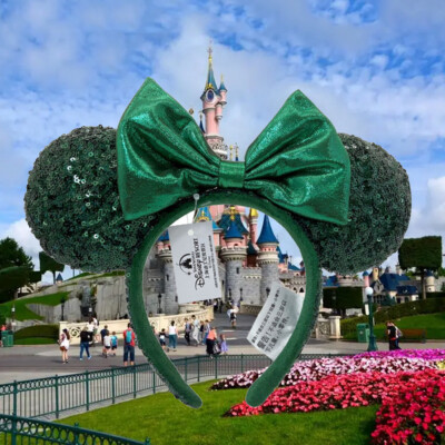 2024 Ears Disney-Parks Minnie Mouse Edition Emerald Green Sequins Headband-image