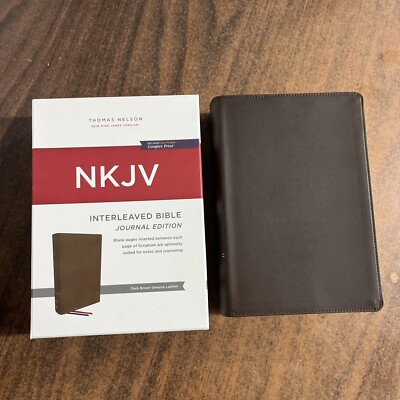 NKJV Interleaved Journaling Bible - $159.99 Retail - Brown Genuine Leather-image