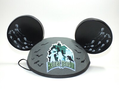 Disney Parks Mickey Ears Hat Haunted Mansion Hitchhiking Ghosts Bats Grey Gray-image
