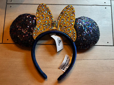 Disney Parks Gold Bow 50th Anniversary WDW Minnie  Ears Jeweled Headband 2021-image