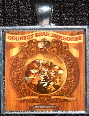 Walt Disney World Country Bear Jamboree Ride Poster Silver Necklace Pendant -image