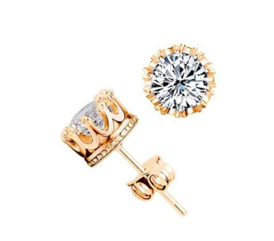 NEW ROSE GOLD PL PRINCESS CROWN STUD EARRINGS JEWELRY WALT DISNEY WORLD MICKEY-image