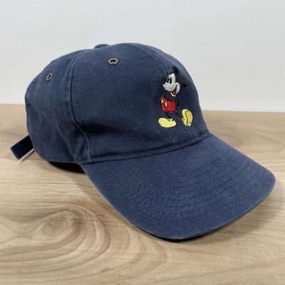 Vintage Walt Disney World Mickey Mouse Blue Canvas Dad Hat Strap Back Cap-image