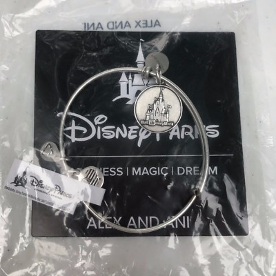 Alex & Ani Walt Disney World Cinderella Castle Bangle Bracelet Silver Parks NEW-image