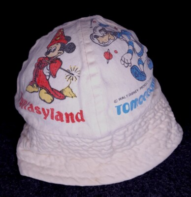 Vtg 80s Walt Disney World Mickey Goofie Minnie Donald Duck Kids Bucket Hat USA-image