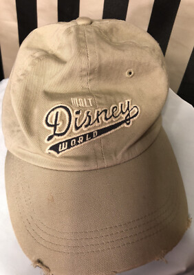Disney Cap Hat Walt Disney World Leather Adjustable Back Strap Distressed-image