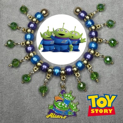 TOY STORY ALIENS Gold Handmade Open Cuff Bangle Charm Bracelet/Jewelry Gift ✨NEW-image