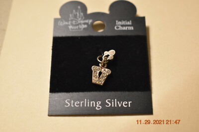 Disney Sterling Silver Initial Charm Letter V New FREE SHIPPING-image