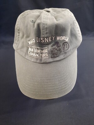Mickey Mouse Walt Disney World True Vintage Characters Hat Cap Gray StrapBack-image