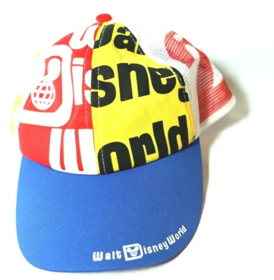 Walt Disney World Colorblock Red Yellow Blue Lettering Black Baseball Cap Hat -image