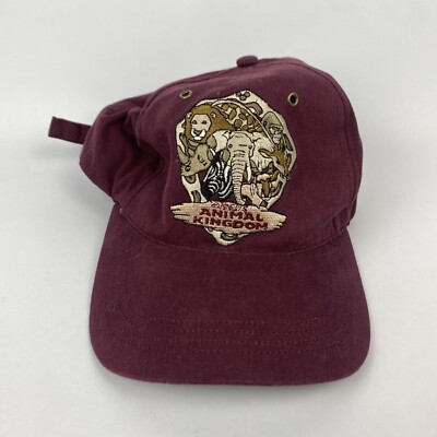 Walt Disney World Animal Kingdom Vtg Y2K Maroon Strap Back Light Hat Adult OS-image