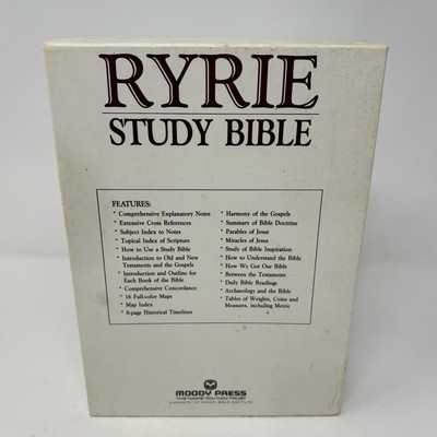 Ryrie Study Bible NIV Burgundy Bonded Leather Red Letter Moody 1986 Zondervan-image