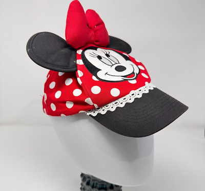 Walt Disney World Parks Minnie Mouse Ears Red Polka Dot Toddler Baseball Cap Hat-image