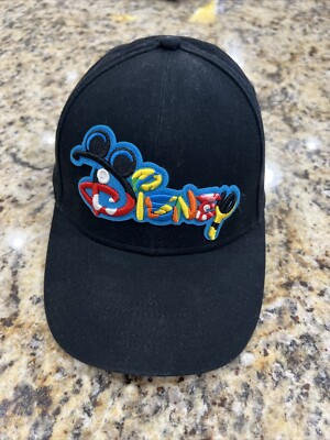 Walt Disney World Character Lettering Embroidered Black Baseball Cap Hat -image