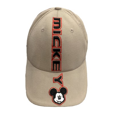 Vintage Walt Disney World Cotton Beige Mickey Mouse Spellout Strapback Hat Cap-image