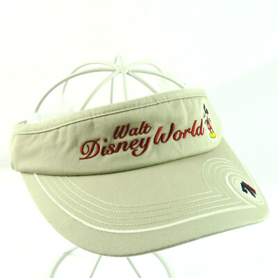 Walt Disney World 71 Golf Visor Hat Mickey Mouse Adult Tan Beige Adjustable-image