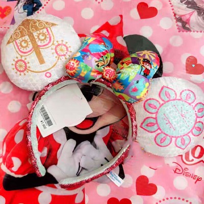 Disney Parks It's a Small World Clock Mickey Minnie Ears Bow Sequin Headband-image