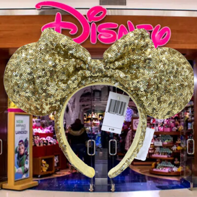 Mickey Gold Sequin Bow Disney*Parks Exclusive Rare Minnie Mouse Ears Headband US-image